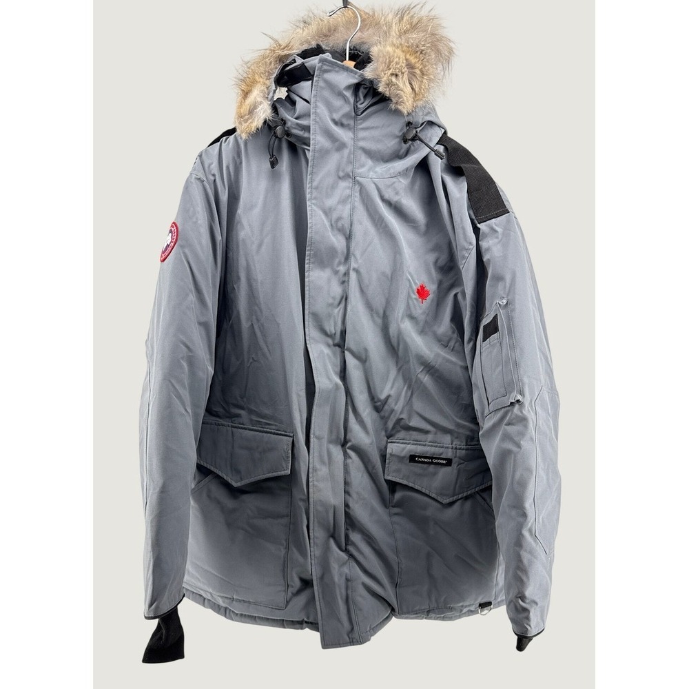Canada Goose Heli-Arctic Parka Mid Grey Down Coyote Fur Coat 8502M R Mens 2XL